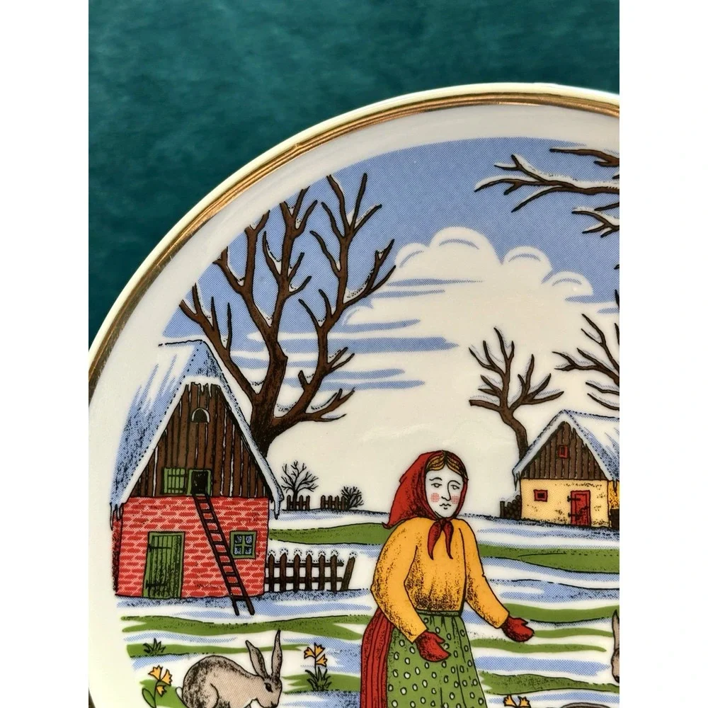 Vintage 1980 Kahla Germany Spring Plate Geldersheim Intl. Hike Frühlings Scene